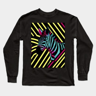 Neon zebra print art Long Sleeve T-Shirt